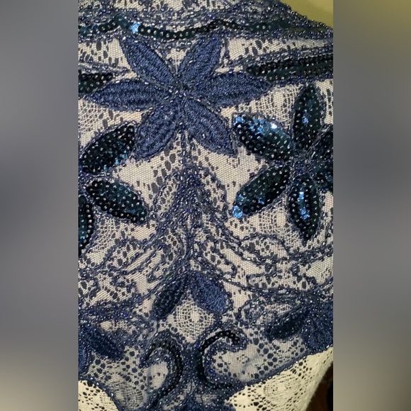 Vintage Cleopatra Blue Beaded Shawl - Picture 5 of 7